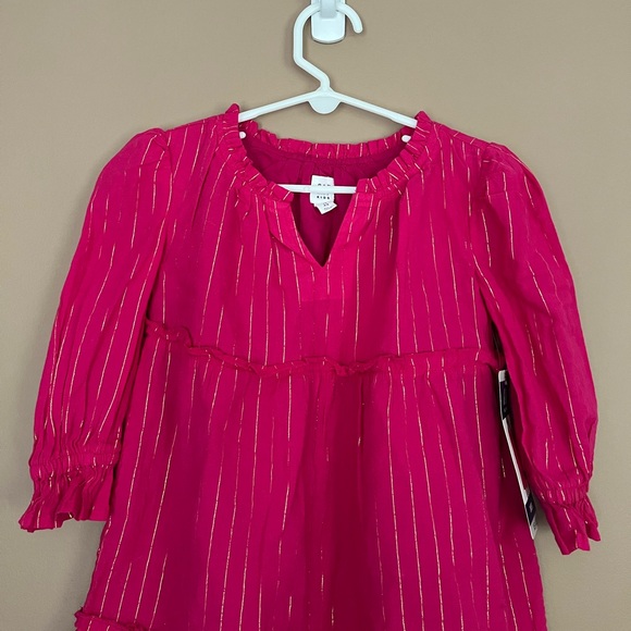 {GAP} Striped Tiered Dress in Pink & Gold - Girls XS (4/5) - NWT - Picture 2 of 11